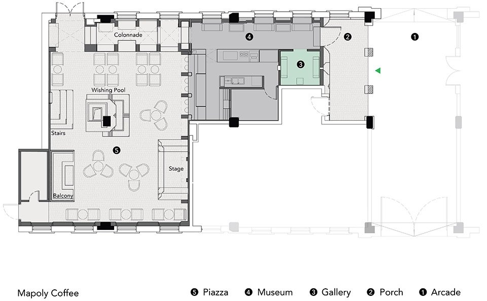 Piazza in a room: Mapoly Coffee 满坡栗咖啡(历史博物馆店)/ Wutopia Lab Piazza in a room: Mapoly Coffee 满坡栗咖啡(历史博物馆店)/ Wutopia Lab