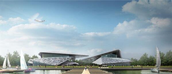 外国建筑师在阳澄湖边设计了一个“铝板茅草屋”