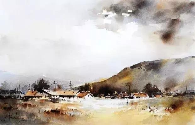 画里有建筑，也有故乡