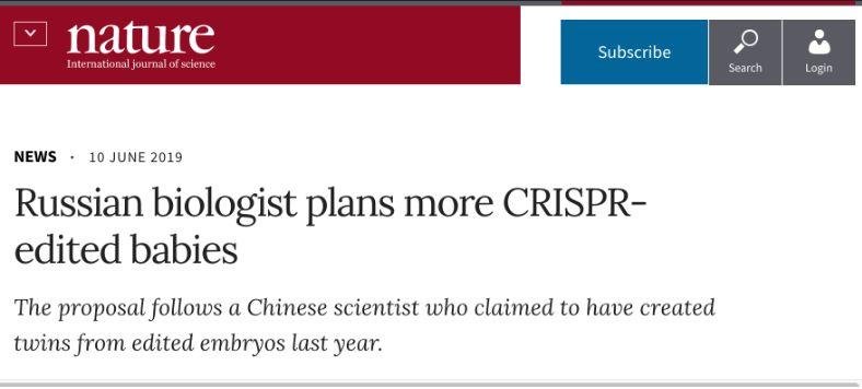 Nature: 俄罗斯科学家计划制造更多基因编辑婴儿