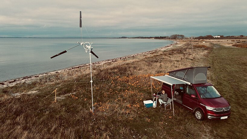 the wind catcher by KiteX is a portable power generating wind turbine