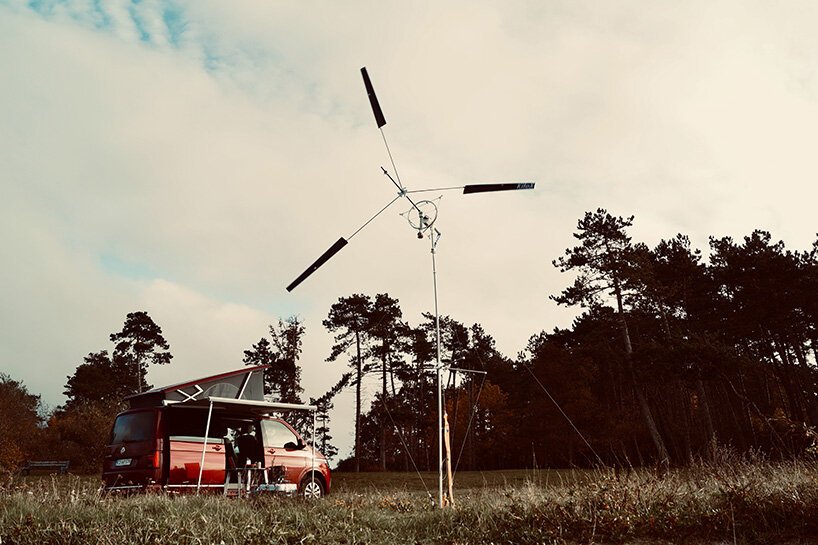 the wind catcher by KiteX is a portable power generating wind turbine