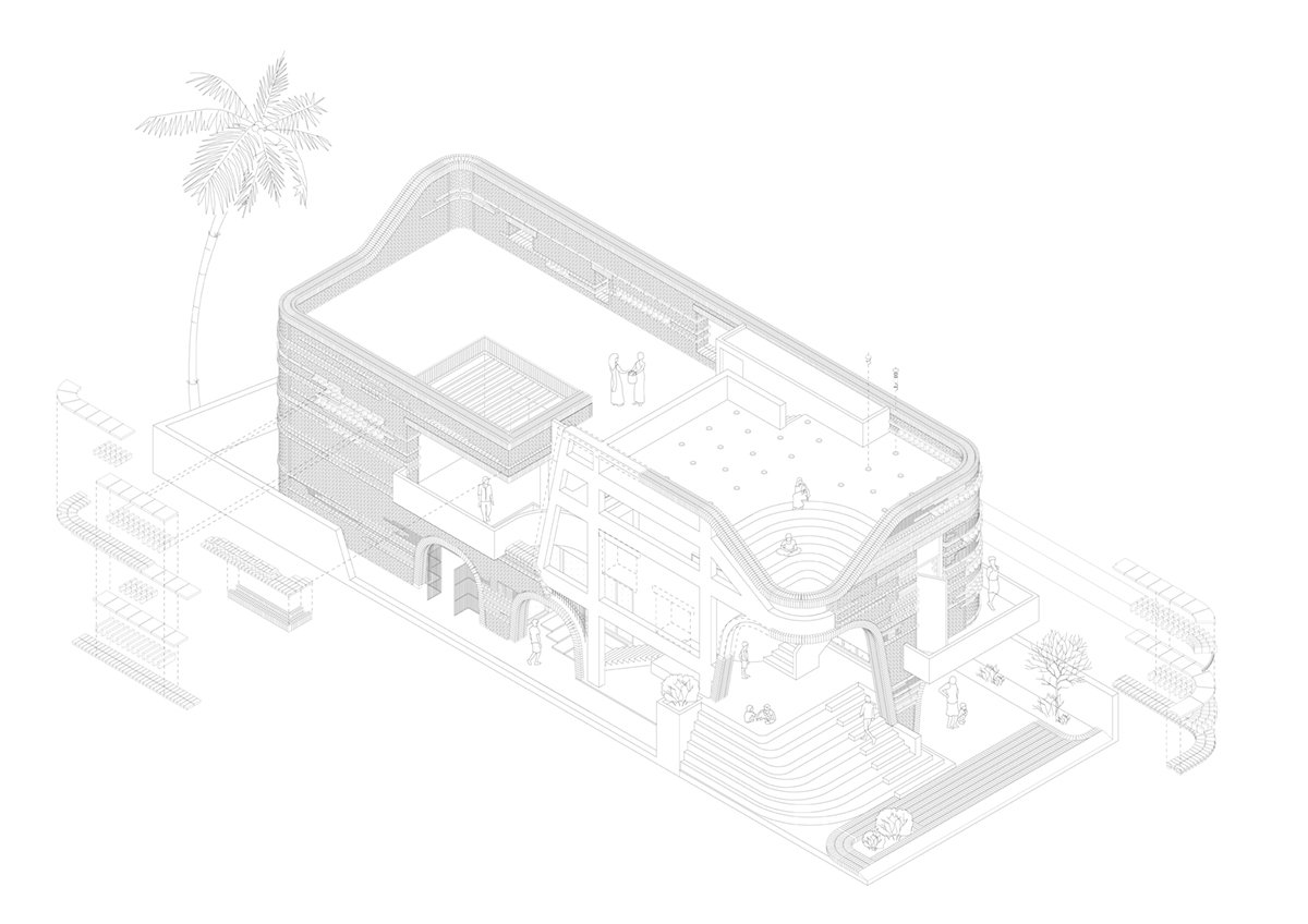 abin 设计工作室将陶瓷和砖砌体与其位于印度的画廊住宅融为一体