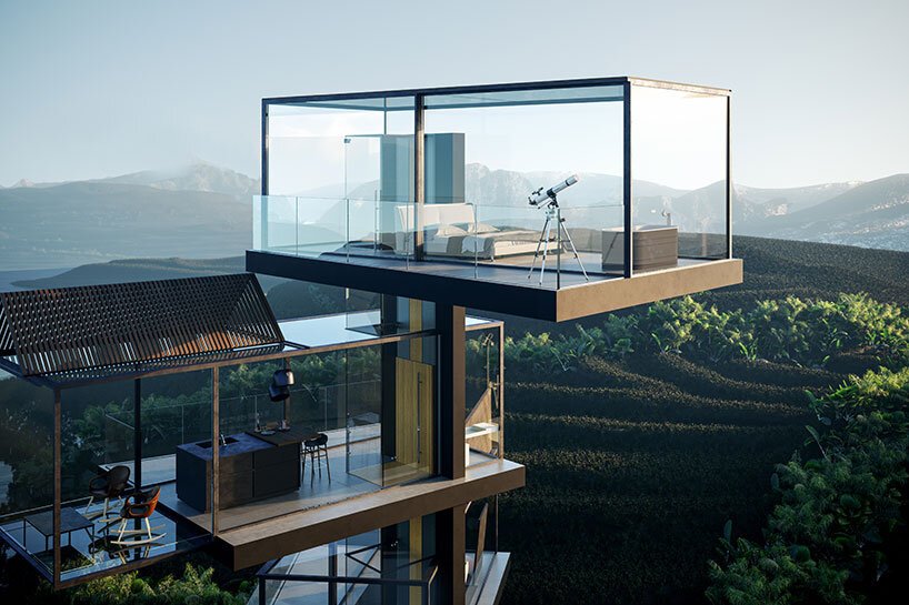 阿德里亚诺设计的螺旋玻璃电梯从中国的稻田回家