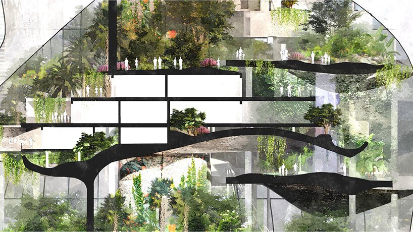 OBMI 的“aera”垂直度假村提出了景观绿洲的有机堆叠 OBMI 的“aera”垂直度假村提出了景观绿洲的有机堆叠