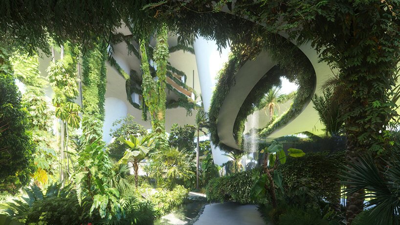 OBMI 的“aera”垂直度假村提出了景观绿洲的有机堆叠 OBMI 的“aera”垂直度假村提出了景观绿洲的有机堆叠