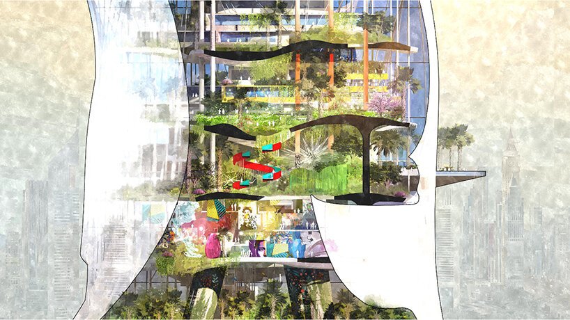 OBMI 的“aera”垂直度假村提出了景观绿洲的有机堆叠 OBMI 的“aera”垂直度假村提出了景观绿洲的有机堆叠