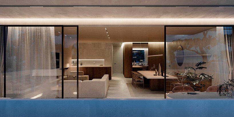 curved surfaces and warm tones give shape to this residential interior in greece by kordas architects