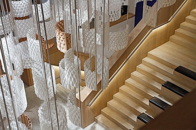 aurora by dassault systèmes & arthur mamou-mani clouds atrium of design museum in london