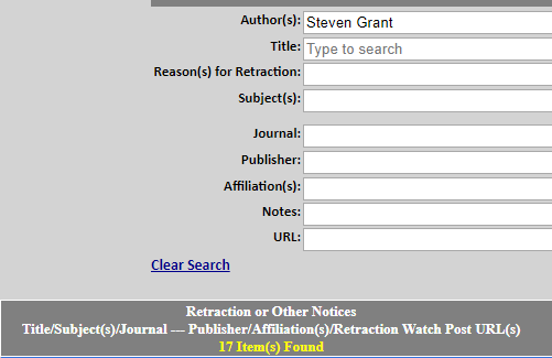Steven Grant 院士 40 余篇论文被举报学术不端