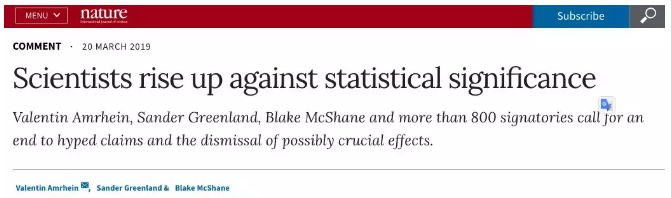 800 名科学家 Nature 联名发文主张废除 p 值！