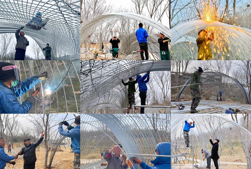 白鹭湾艺术博物馆的“无边剧场”是由钢丝网组成的流动云