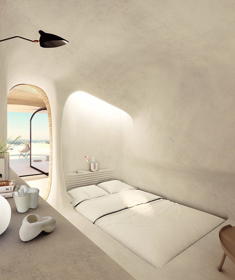 david tajchman 设计的希腊有机“宇宙”住宅拥有流畅的悬垂屋顶