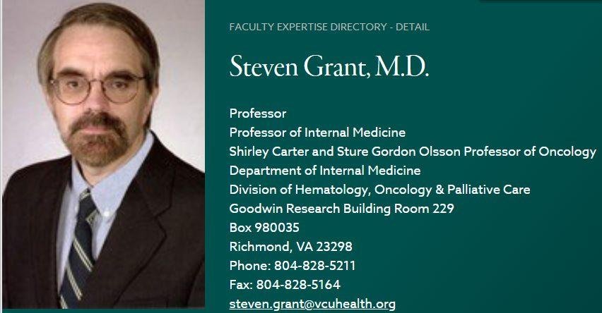 Steven Grant 院士 40 余篇论文被举报学术不端