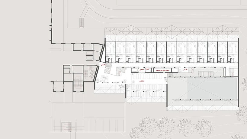 a stack of timber A-frames by enota architects to extend slovenia’s hotel natura