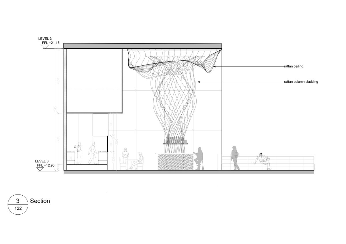 由 enter 项目设计的滚滚藤柱占据了曼谷的香料和大麦室内 由 enter 项目设计的滚滚藤柱占据了曼谷的香料和大麦室内