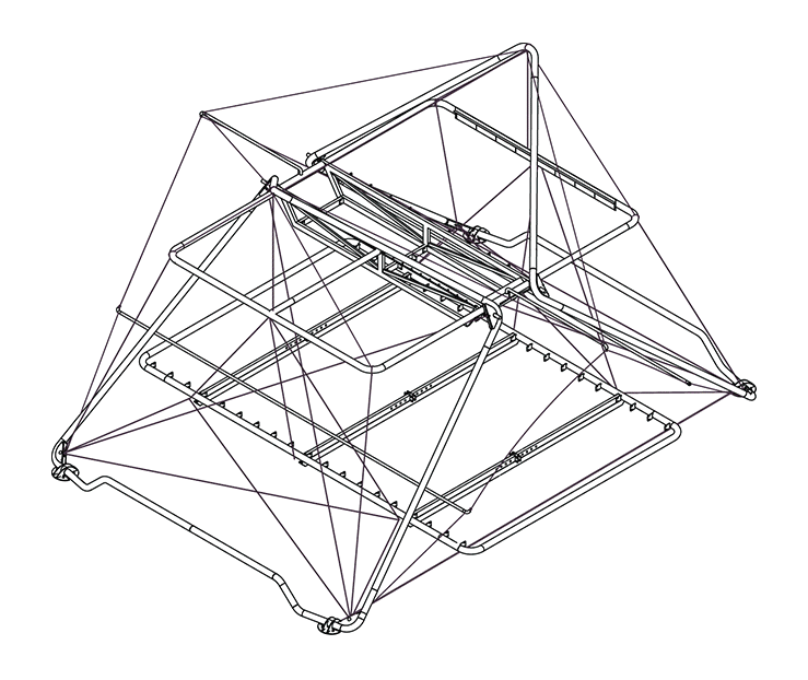 the superpausée macro tent superpositions two tents or a total area of 50sqm