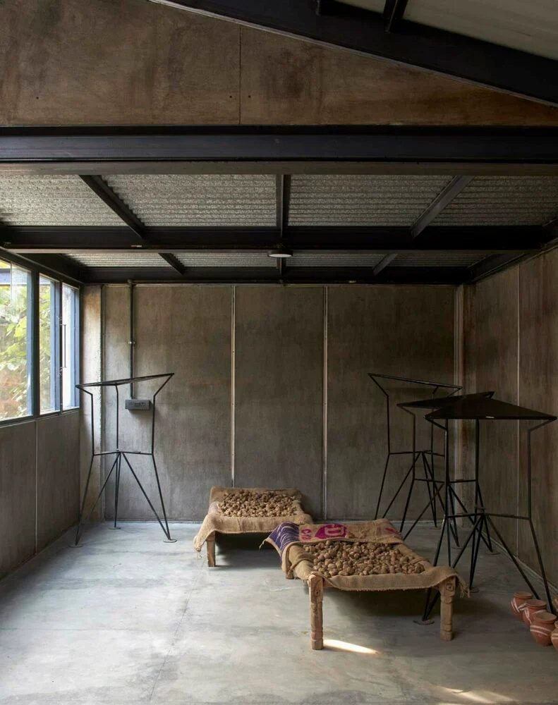 工作室阵列将新德里艺术家驻地“farm 8”包裹在竹编屏风中 工作室阵列将新德里艺术家驻地“farm 8”包裹在竹编屏风中