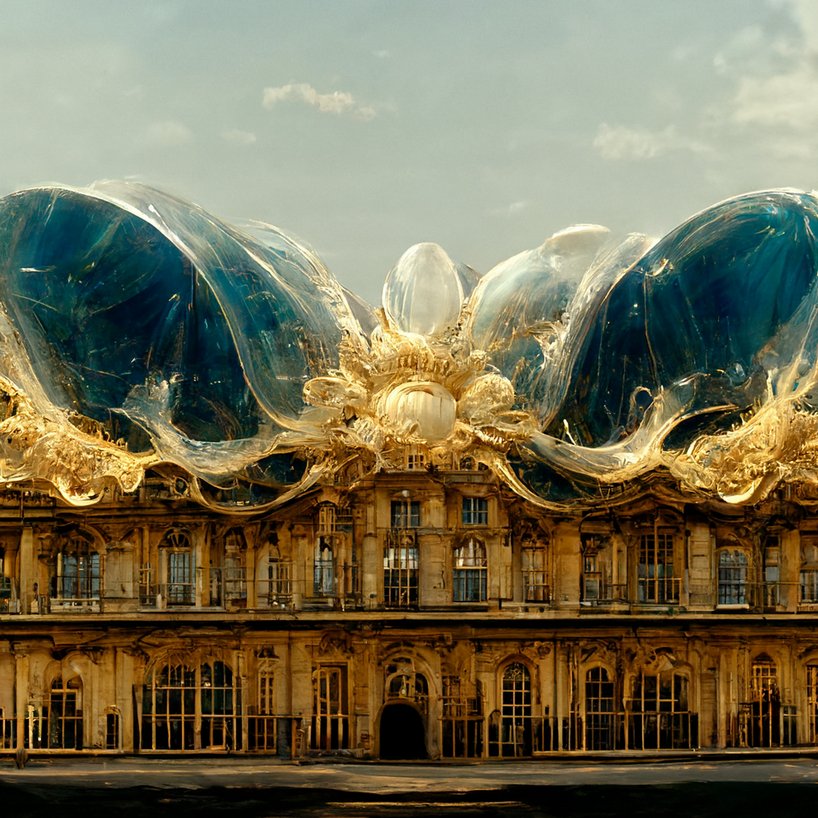 极繁主义人工智能探索以迷人的金色外墙重新构想凡尔赛宫