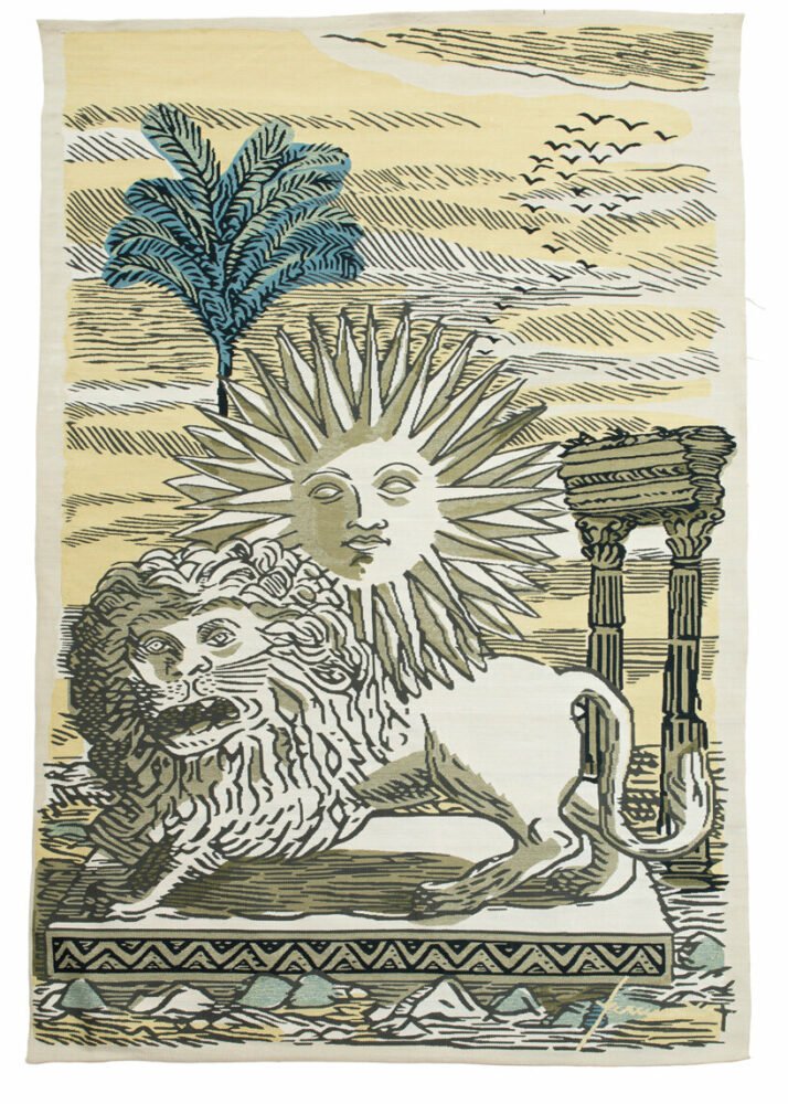 圣莫里茨 NOMAD 的 Fornasetti 手工编织挂毯上的太阳星星 圣莫里茨 NOMAD 的 Fornasetti 手工编织挂毯上的太阳星星