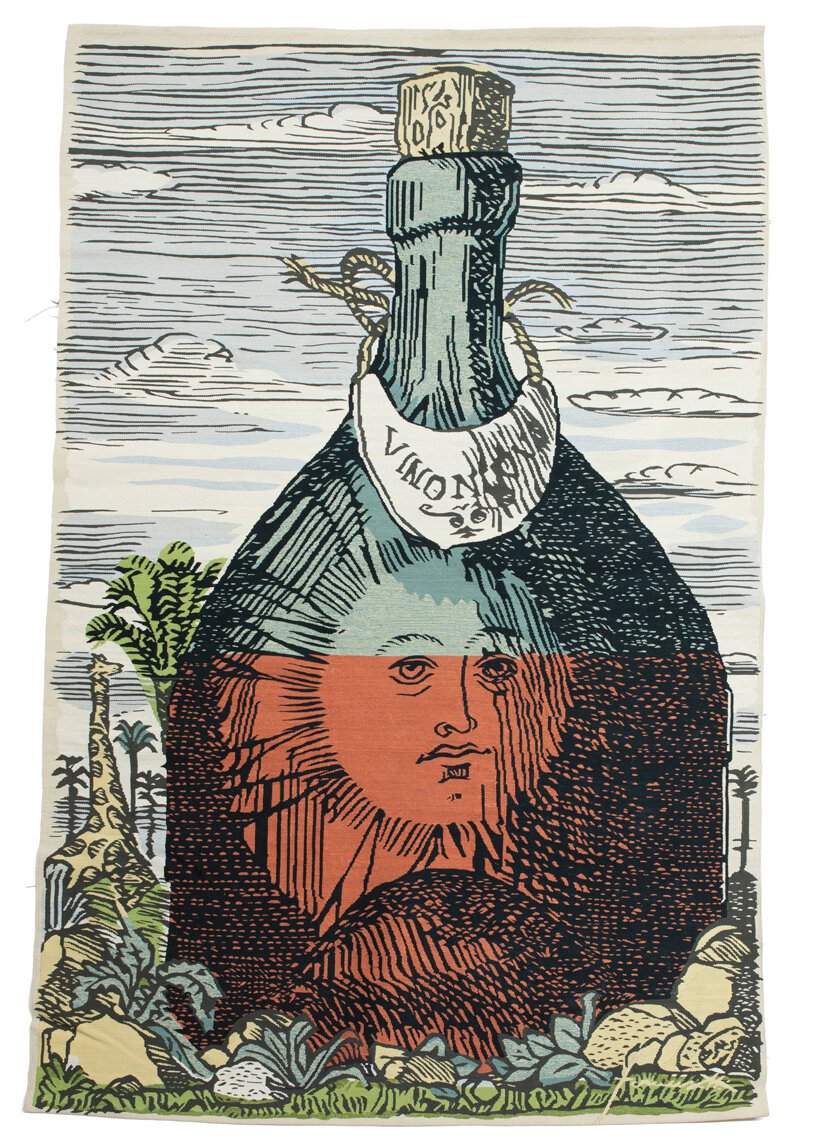 圣莫里茨 NOMAD 的 Fornasetti 手工编织挂毯上的太阳星星 圣莫里茨 NOMAD 的 Fornasetti 手工编织挂毯上的太阳星星