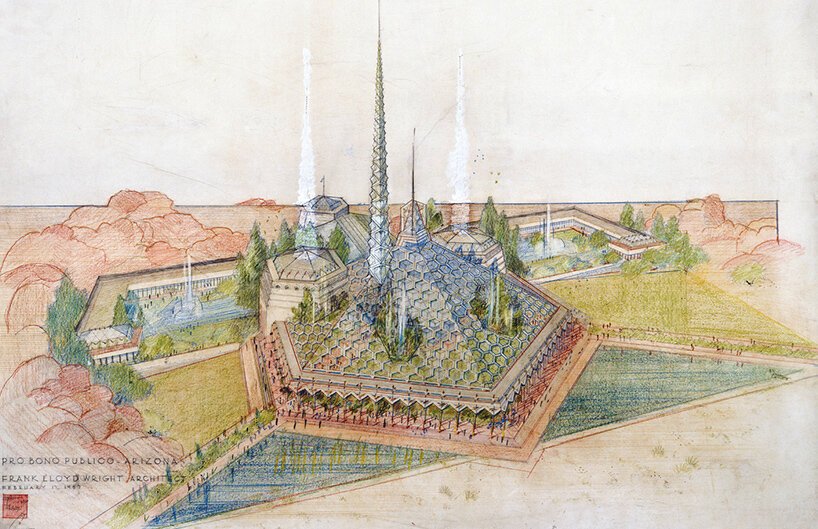 弗兰克·劳埃德·赖特未建成的亚利桑那州国会大厦“绿洲”的新可视化效果揭晓