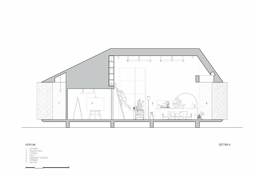 bamboo battens and discarded concrete spacers envelop art studio in thailand