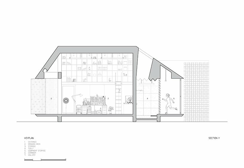 bamboo battens and discarded concrete spacers envelop art studio in thailand