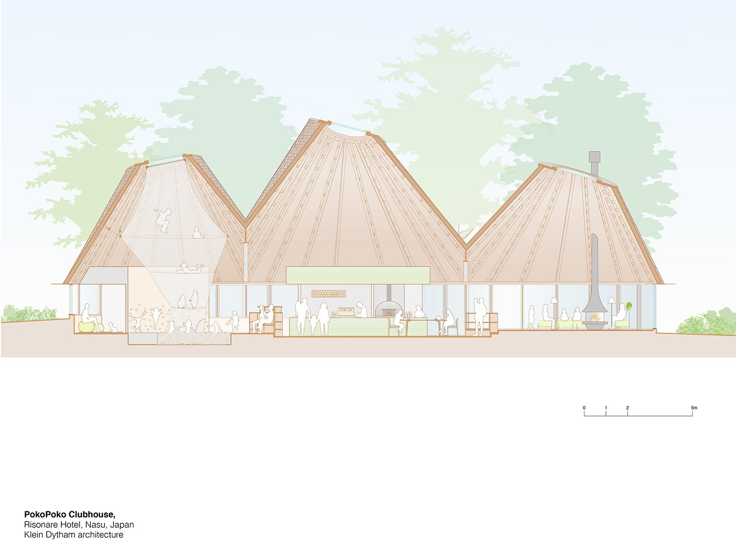 klein dytham 建筑事务所设计的“PokoPoko”俱乐部会所诞生于日本中部的森林中