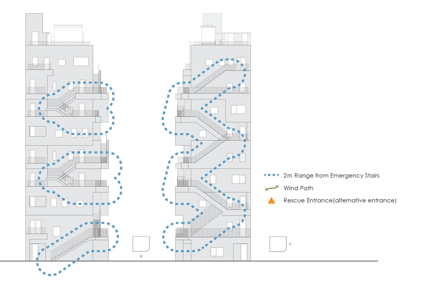 日建设计将荒川办公楼的外墙包裹在紧急楼梯中