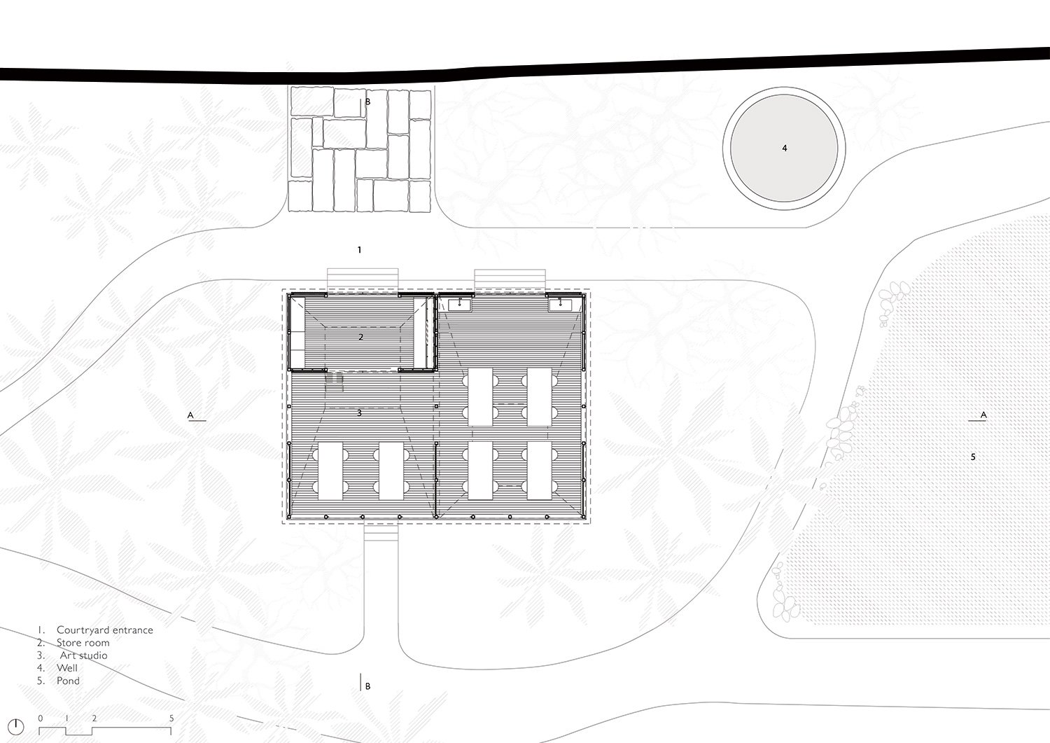 建筑布里奥（Architecture Brio）将孟买艺术家的避难所抬高到巨石上，以保护其免受洪水侵袭