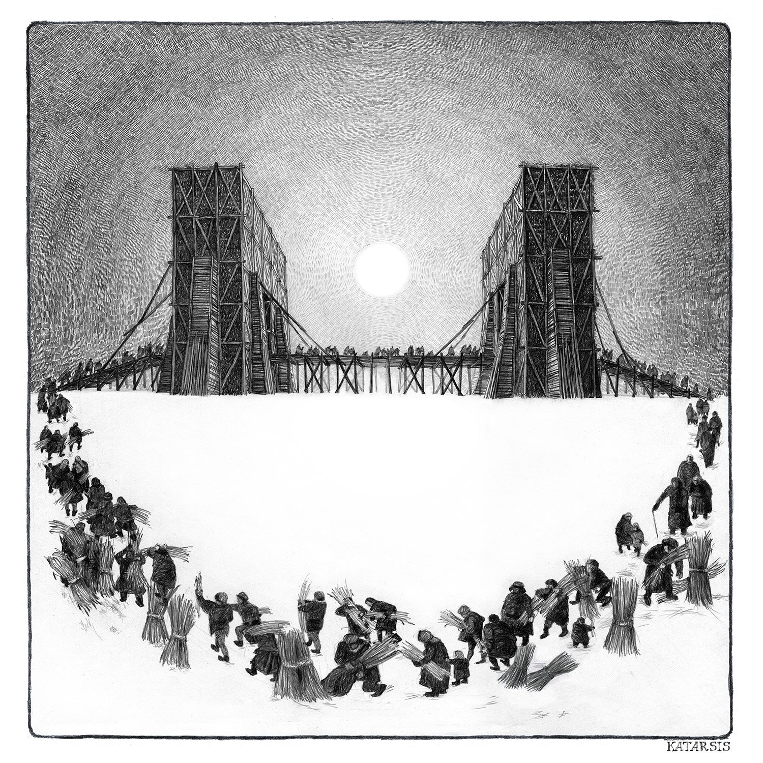 KATARSIS 在俄罗斯建造并烧毁了桥梁，作为变革和剧变的艺术象征