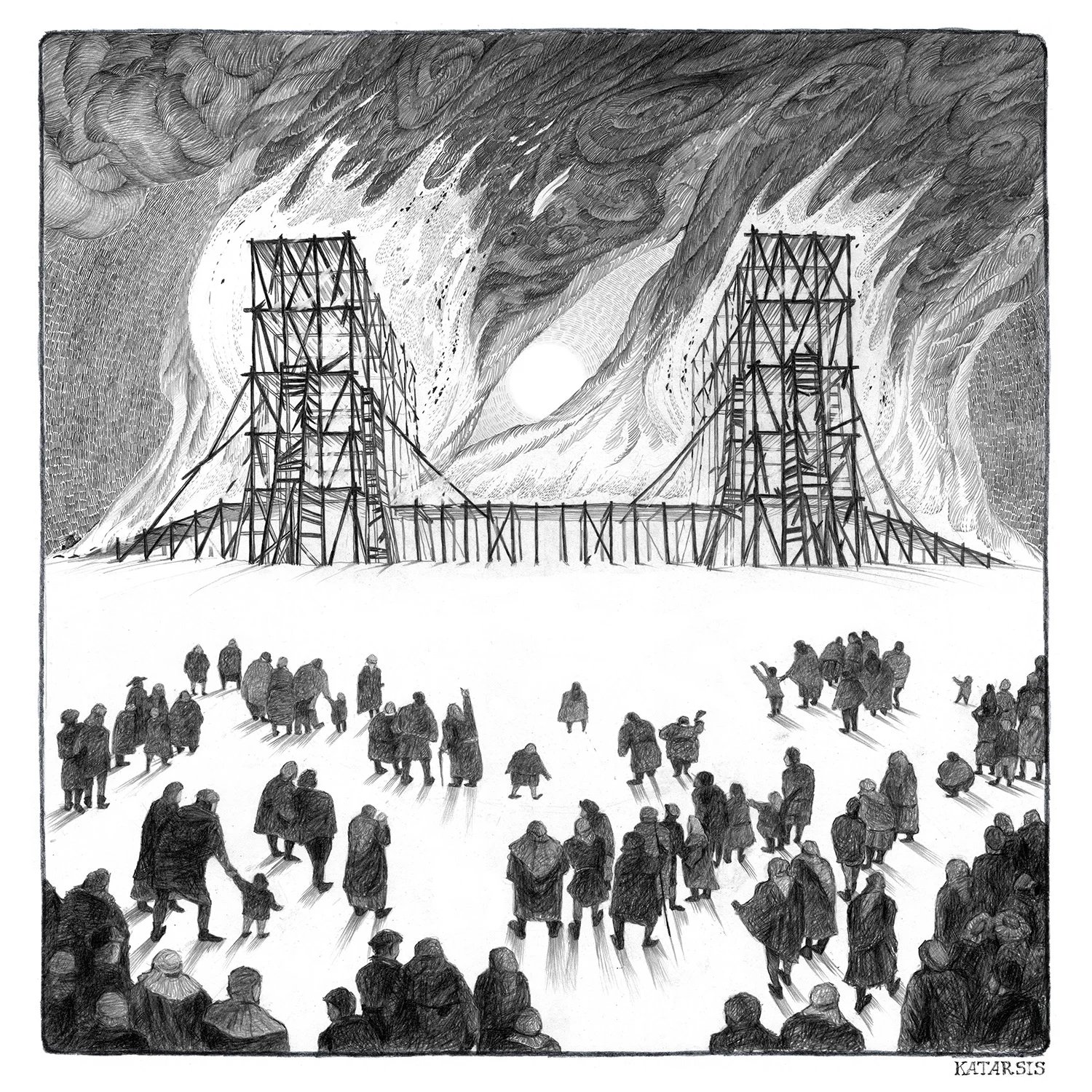 KATARSIS 在俄罗斯建造并烧毁了桥梁，作为变革和剧变的艺术象征