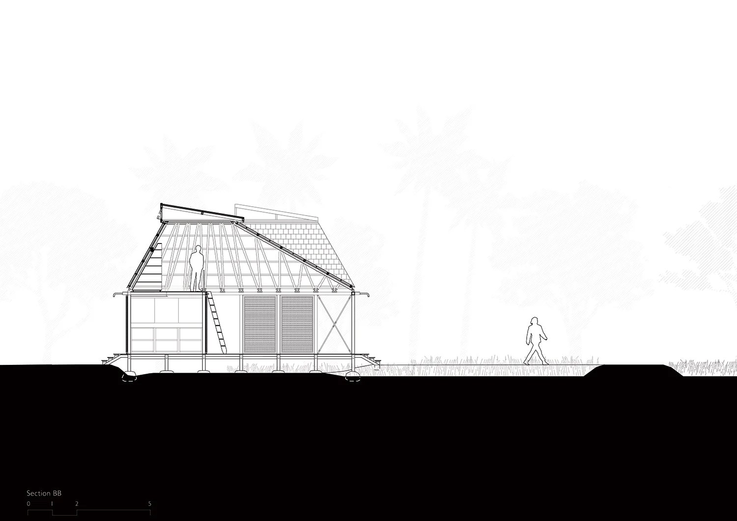 建筑布里奥（Architecture Brio）将孟买艺术家的避难所抬高到巨石上，以保护其免受洪水侵袭