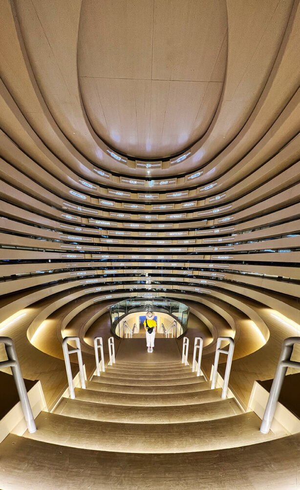 giant conical pavilion spells out poems with your contribution at expo 2020 dubai