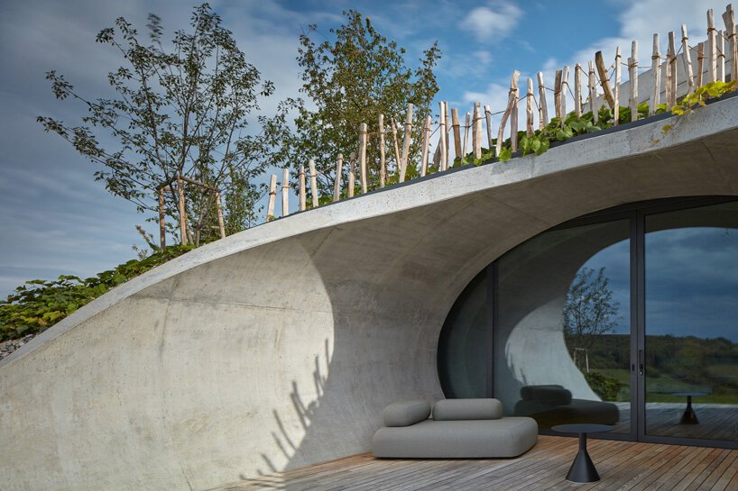 gurdau winery emerges as a ripple in the undulating landscape of kurdějov in czech republic