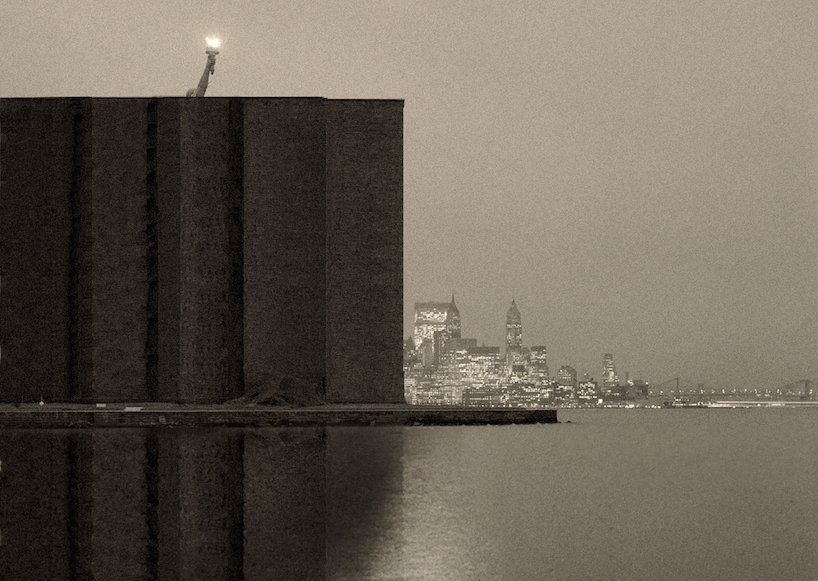 无尺度想象自由女神周围有一堵巨大的墙来提醒我们她代表什么 无尺度想象自由女神周围有一堵巨大的墙来提醒我们她代表什么