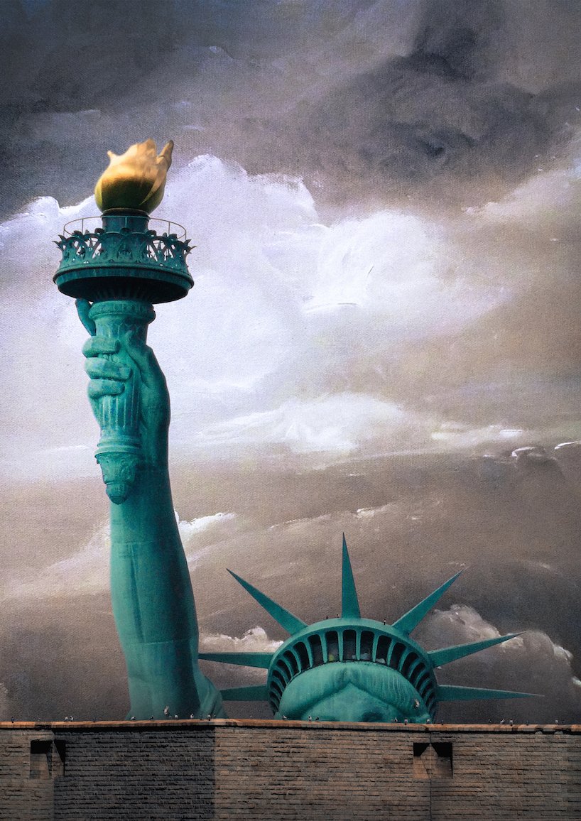 无尺度想象自由女神周围有一堵巨大的墙来提醒我们她代表什么 无尺度想象自由女神周围有一堵巨大的墙来提醒我们她代表什么