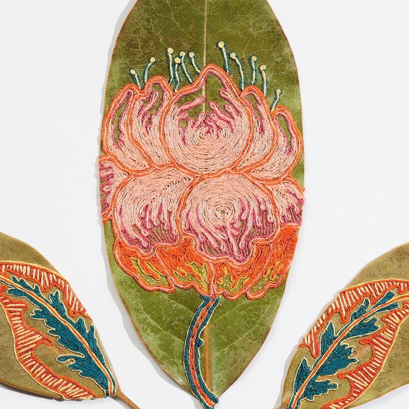 Hillary Waters Fayle 针迹 + 绣有植物图案的叶子