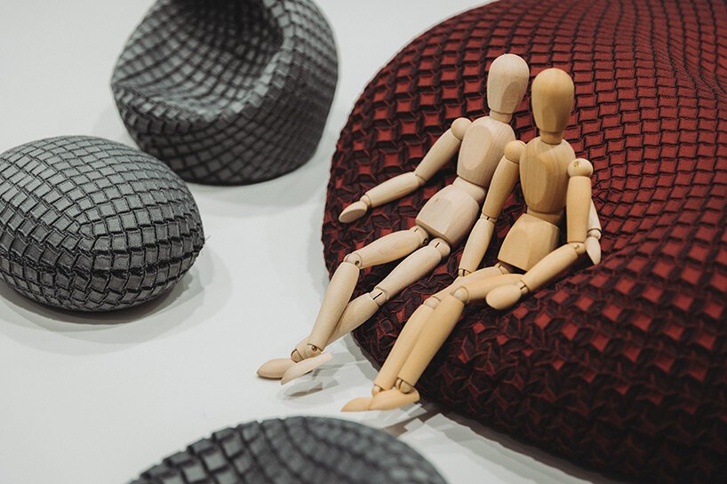 issey miyake & nature architects model fabric that takes 3D weave pattern when steamed
