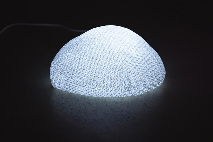 issey miyake & nature architects model fabric that takes 3D weave pattern when steamed