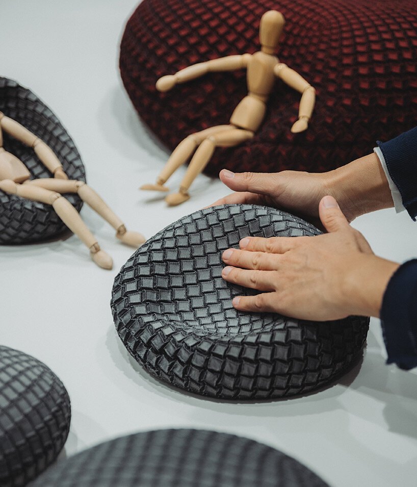 issey miyake & nature architects model fabric that takes 3D weave pattern when steamed