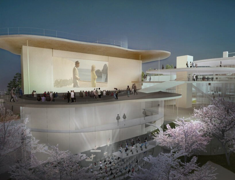 on the roof of the small hall, there will be an open-air cinema with an LED screen placed on the stage side