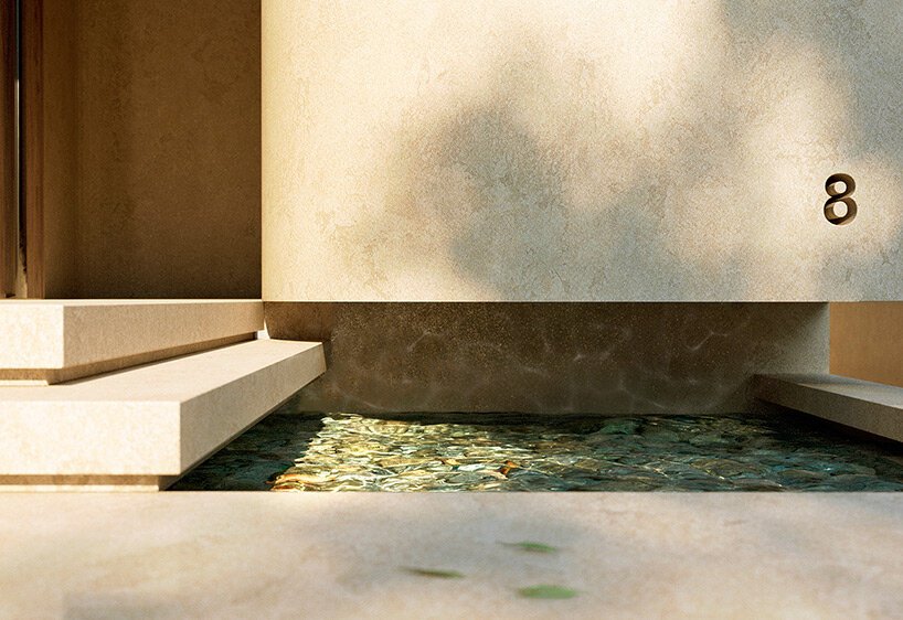 科达斯建筑师事务所设计的这座希腊住宅中，透明泳池投射出涟漪般的视觉效果