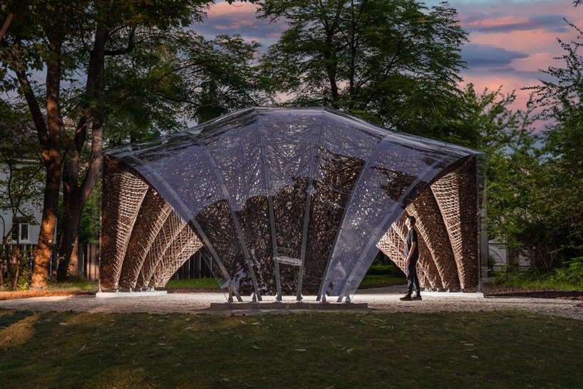 机器人缠绕的亚麻纤维在德国弗莱堡建造了一个“仿生”展馆