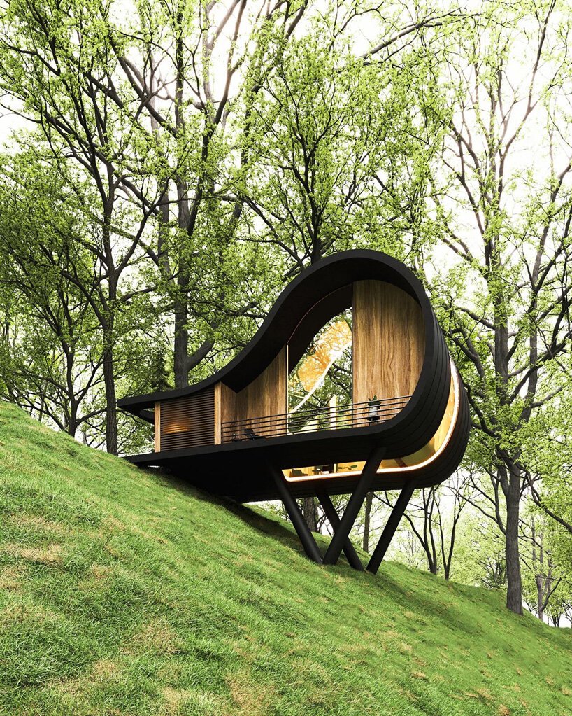 连续的玻璃条穿过米拉德·什蒂亚吉在秘鲁的弧形斜坡房屋