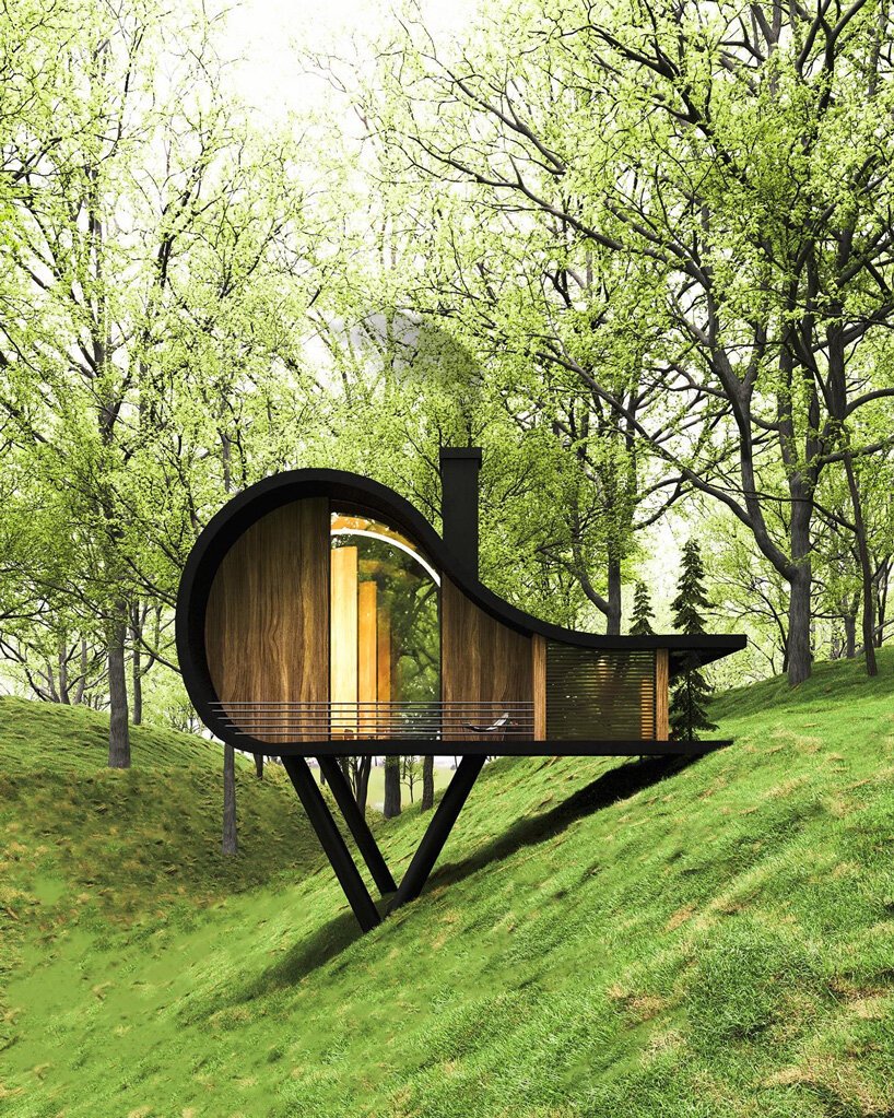 连续的玻璃条穿过米拉德·什蒂亚吉在秘鲁的弧形斜坡房屋