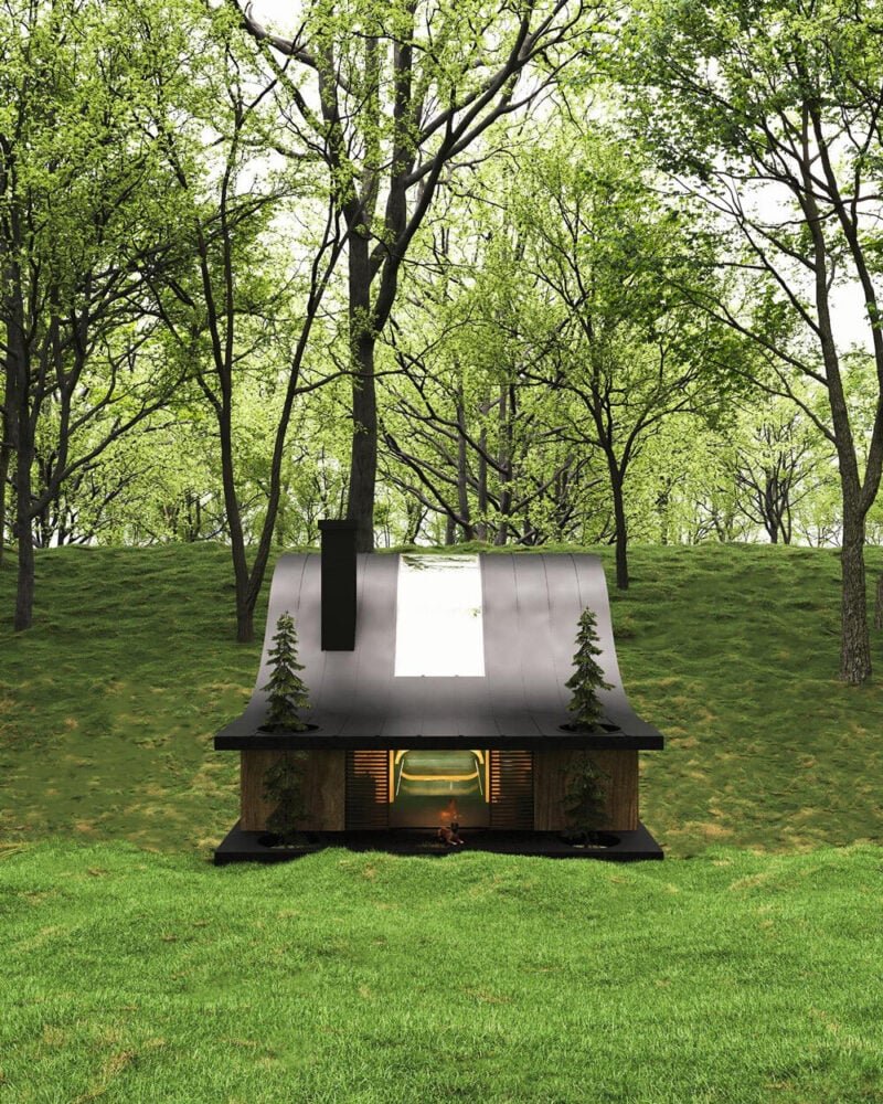 连续的玻璃条穿过米拉德·什蒂亚吉在秘鲁的弧形斜坡房屋