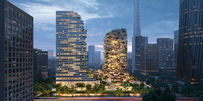 MVRDV 设想在中国南京的两座 L 形塔楼之间打造一片绿洲 MVRDV 设想在中国南京的两座 L 形塔楼之间打造一片绿洲