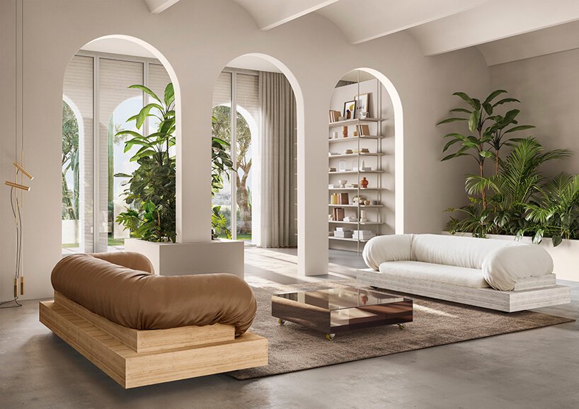 Sabine Marcelis 为 natuzzi italia 设计的系列中将软质和硬质材料并置